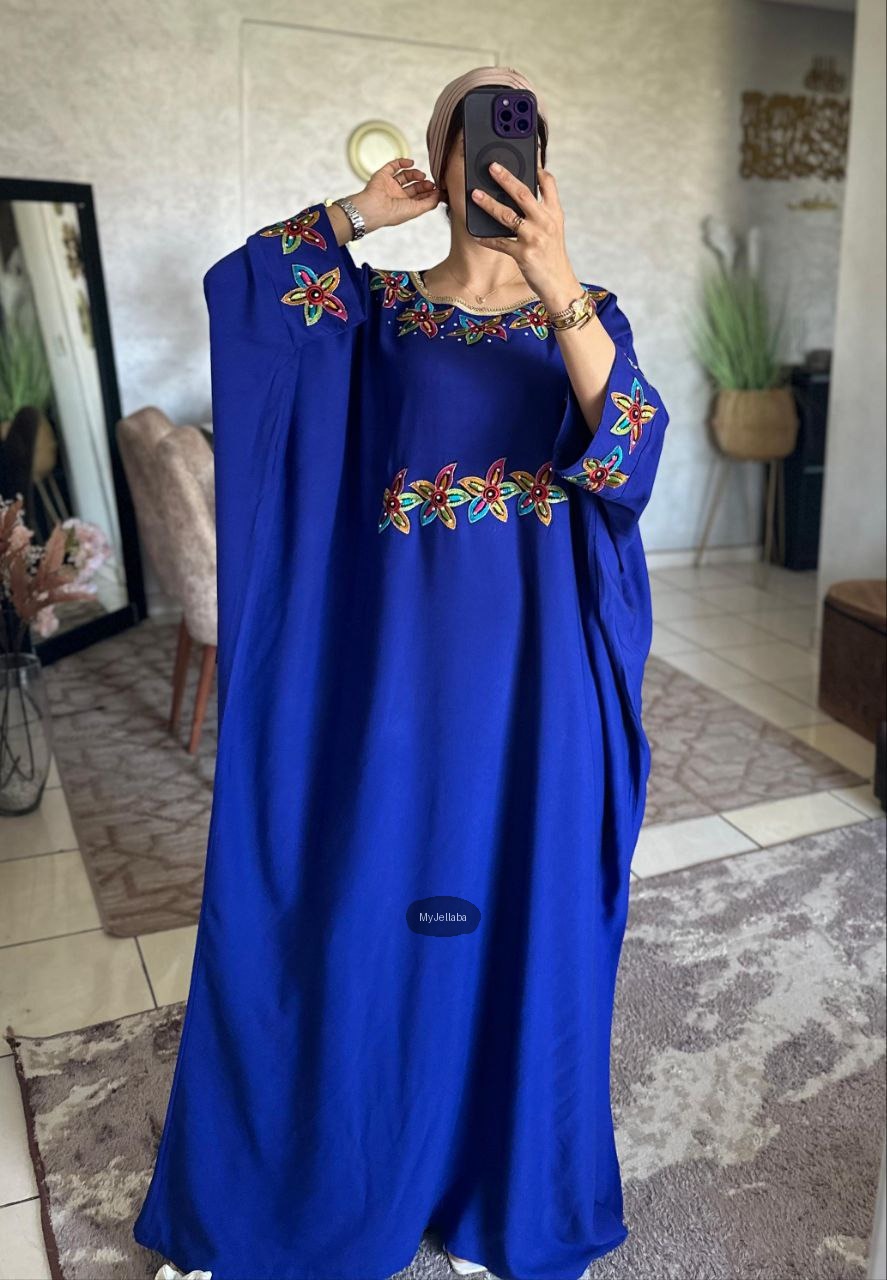 Jellaba Florale Brodée Bordeau - 6