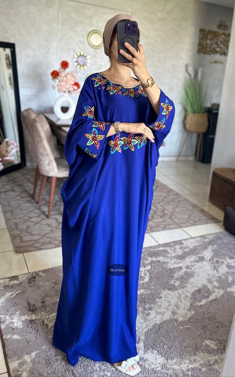 Jellaba Florale Brodée Bordeau - 4