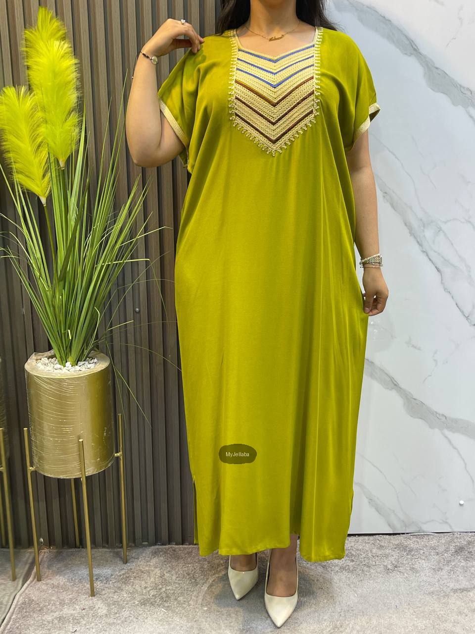 Jellaba Moderne Brodée Fuchsia - 3