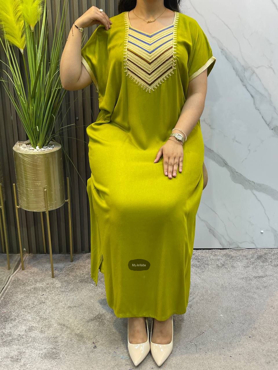 Jellaba Moderne Brodée Fuchsia