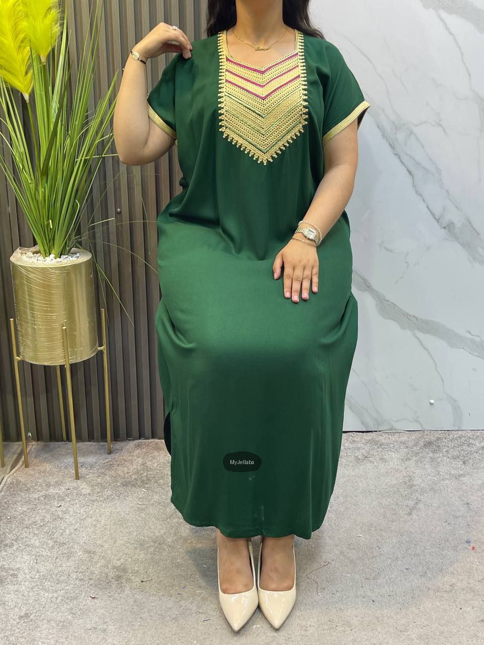 Jellaba d'Intérieur Rose Fushia Brodée - 4