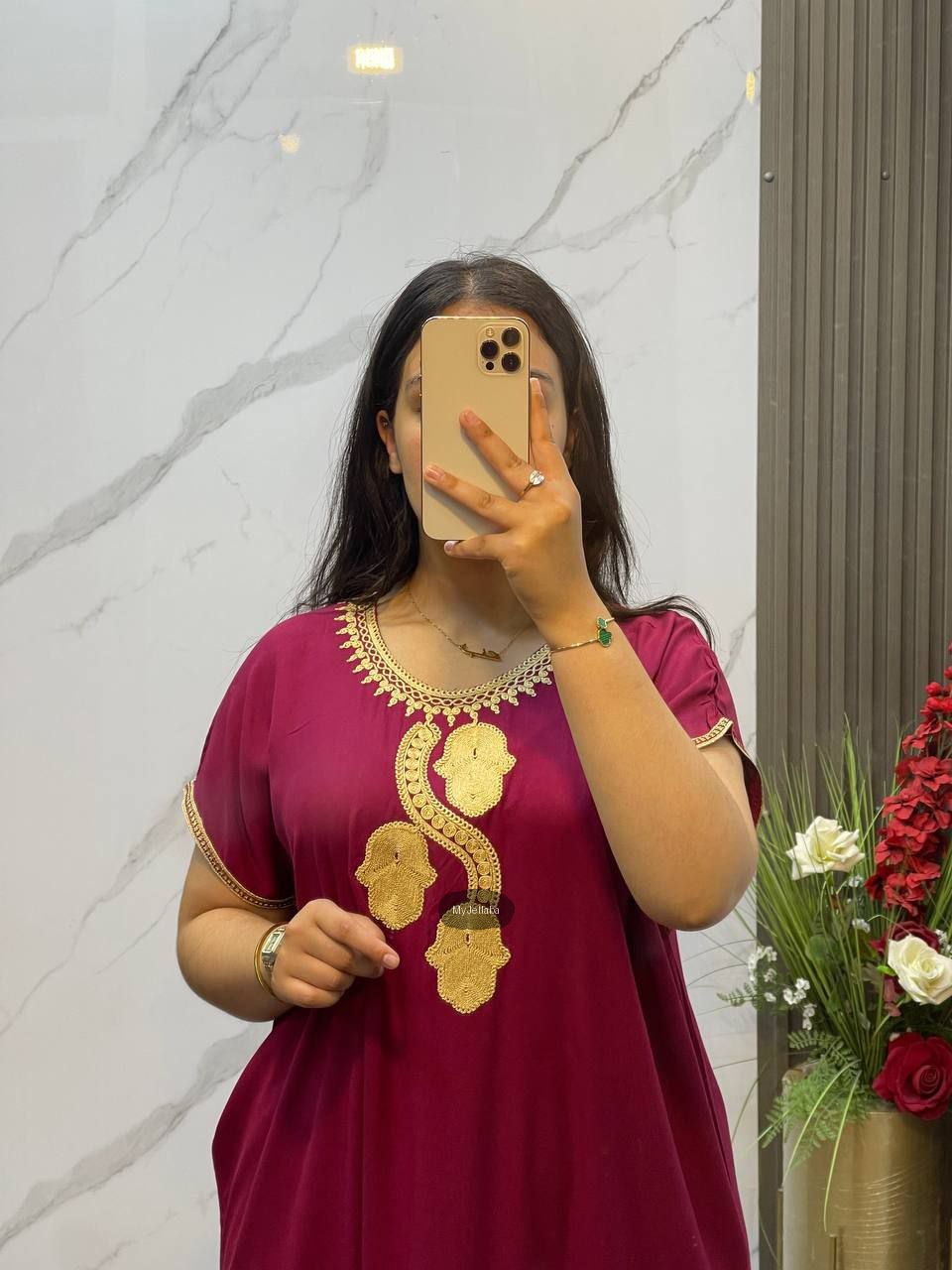 Jellaba Fuchsia Broderie Dorée - 7