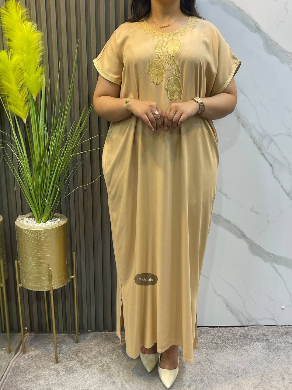 Jellaba Moderne Émeraude Brodée - 3