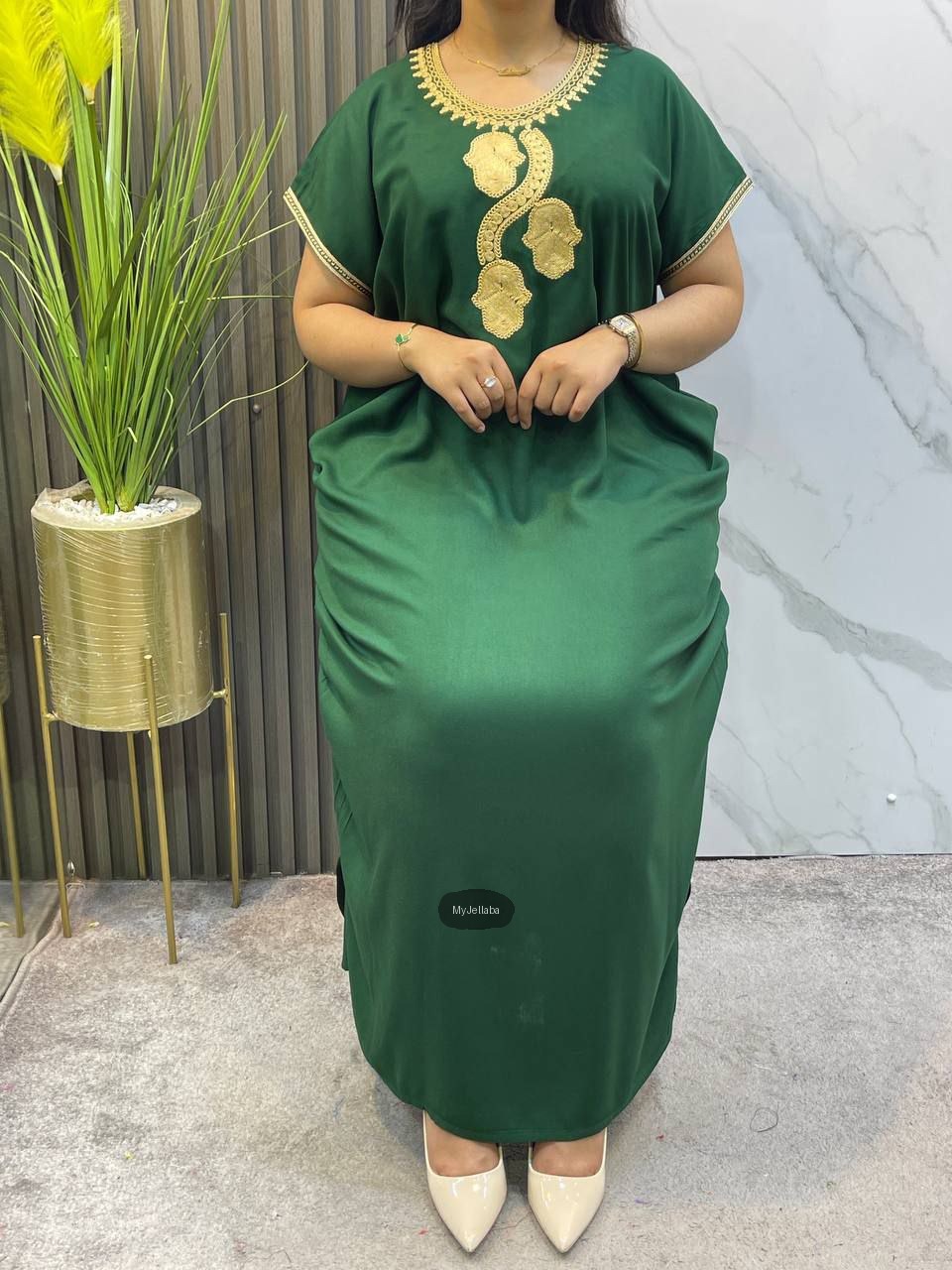 Jellaba Moderne Émeraude Brodée