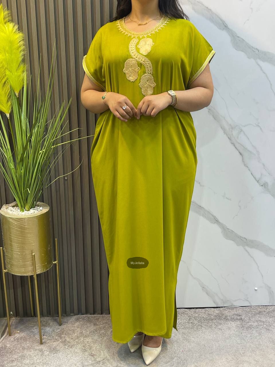 Jellaba Moderne Émeraude Brodée - 5