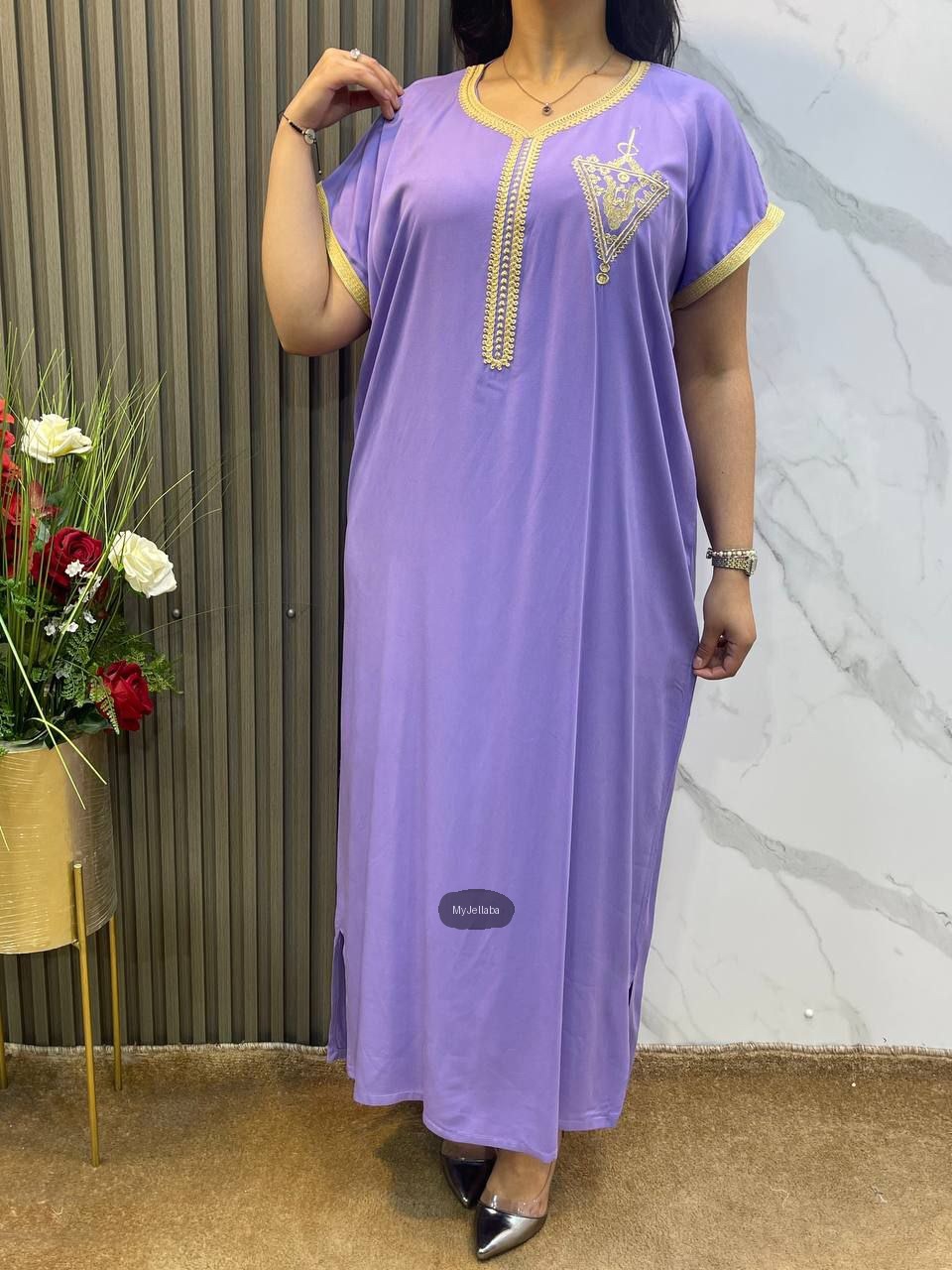 Jellaba Velours Vert Printanier - 7