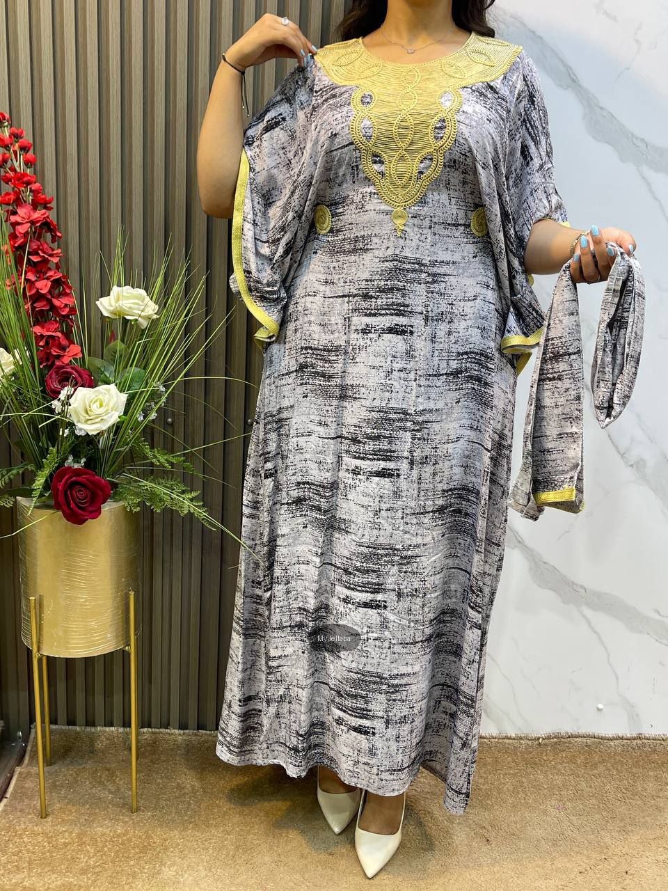 Boubou Imprimé avec Foulard Assorti