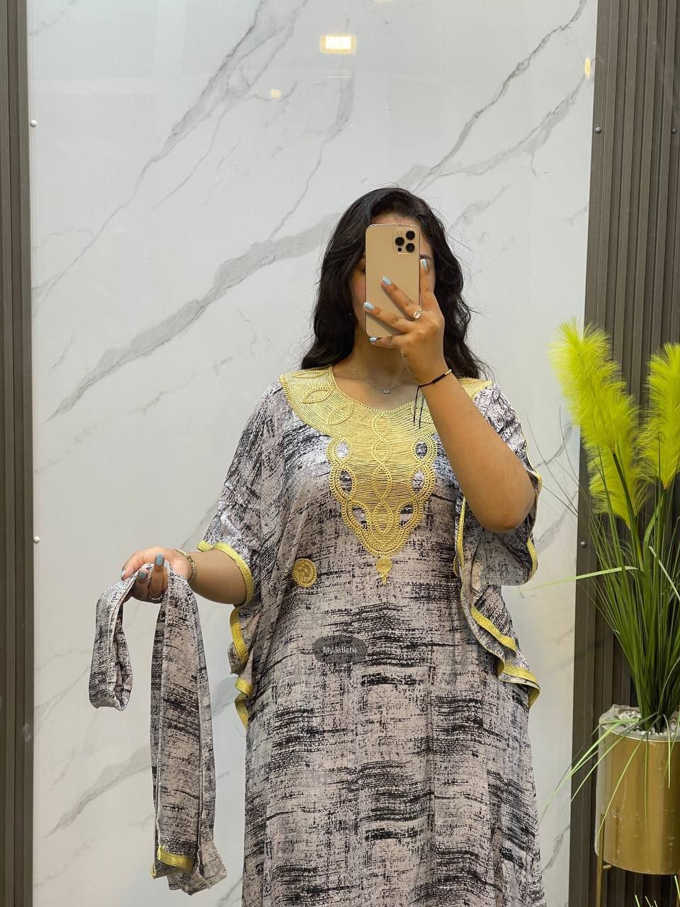 Boubou Imprimé avec Foulard Assorti - 8