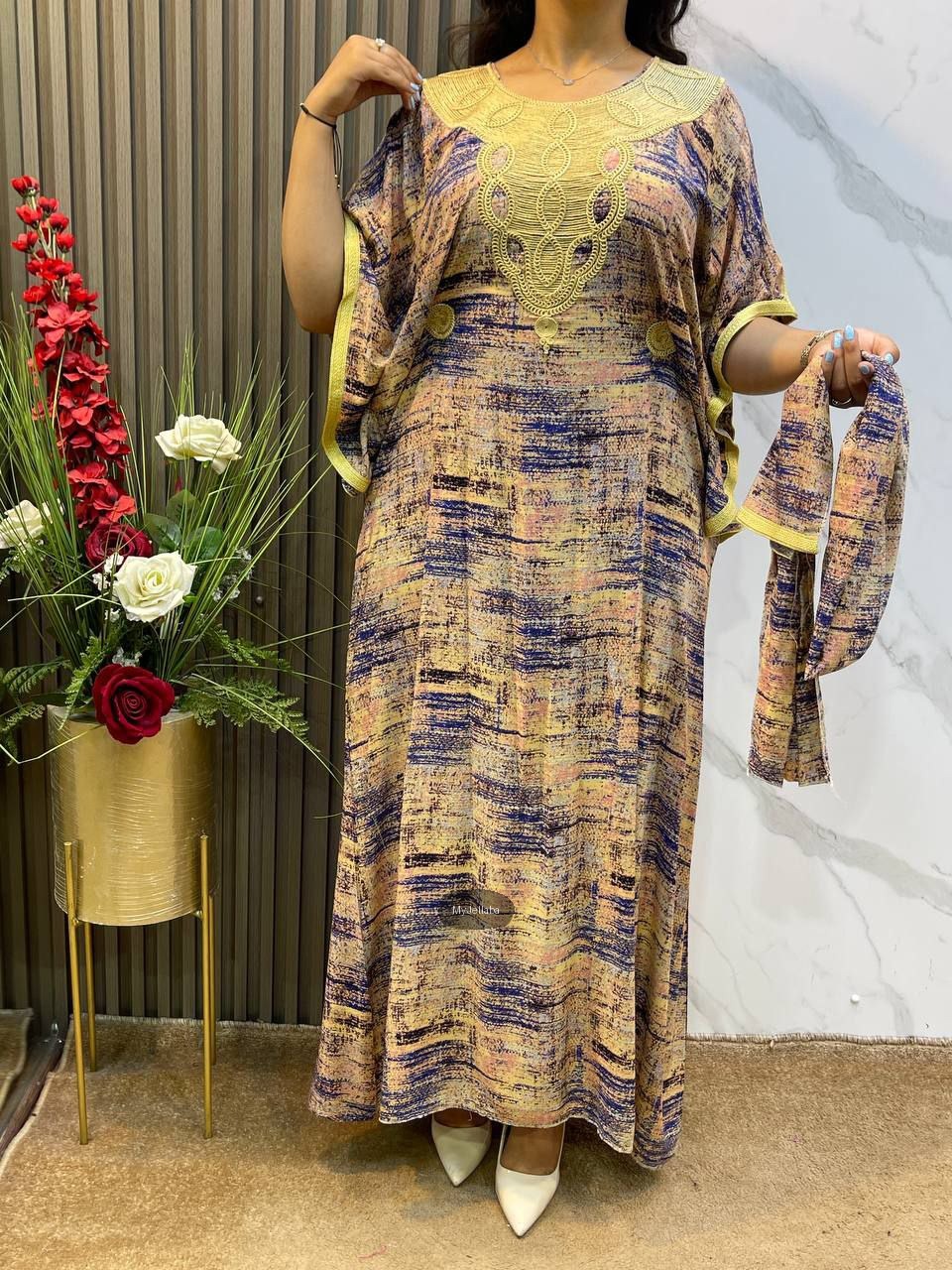 Boubou Imprimé avec Broderie Dorée