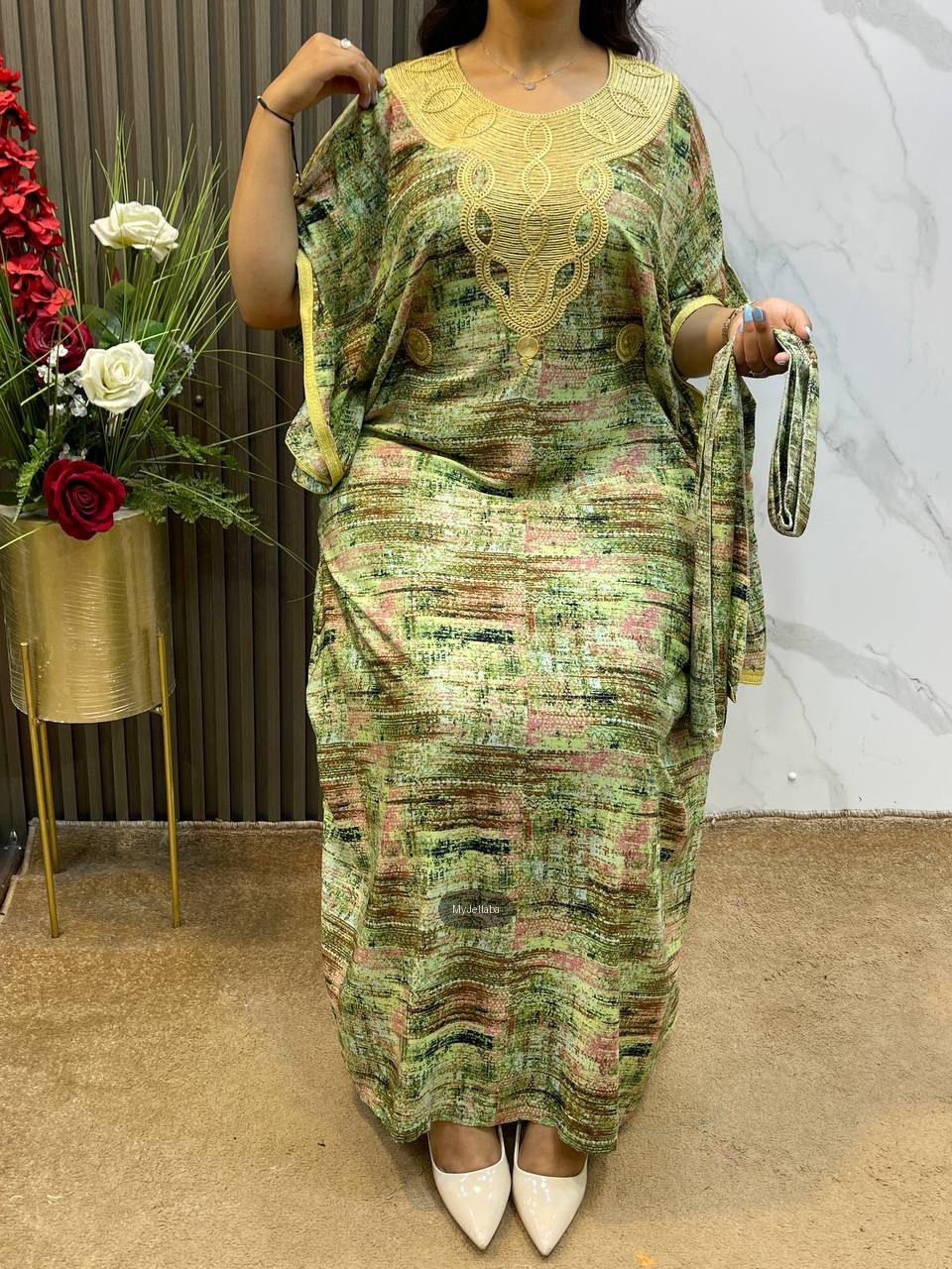 Boubou Imprimé avec Broderie Dorée - 3