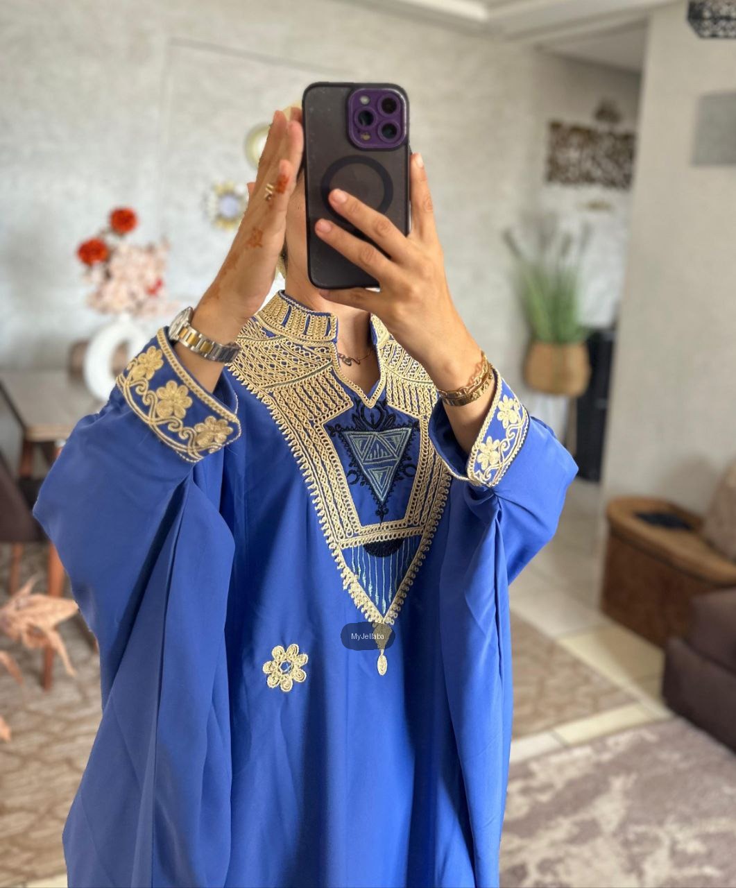 Jellaba Royale Bleue Brodée