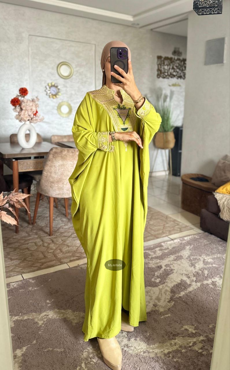 Jellaba Moderne Brodée Citron - 3