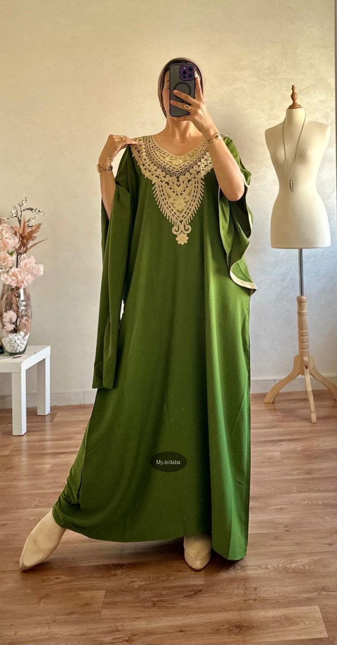 Jellaba Vert Émeraude Brodée Or - 8
