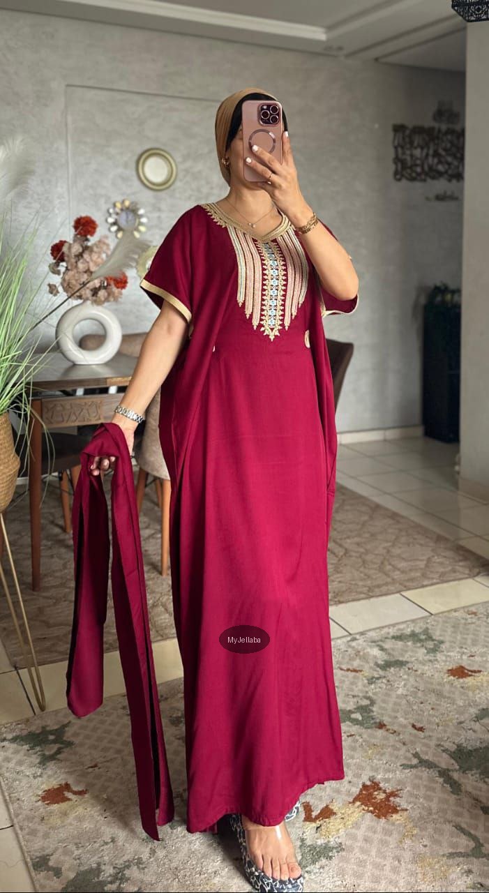 Jellaba Moderne Fuchsia Brodée - 8