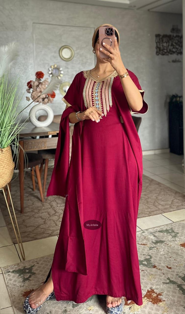 Jellaba Moderne Fuchsia Brodée - 3