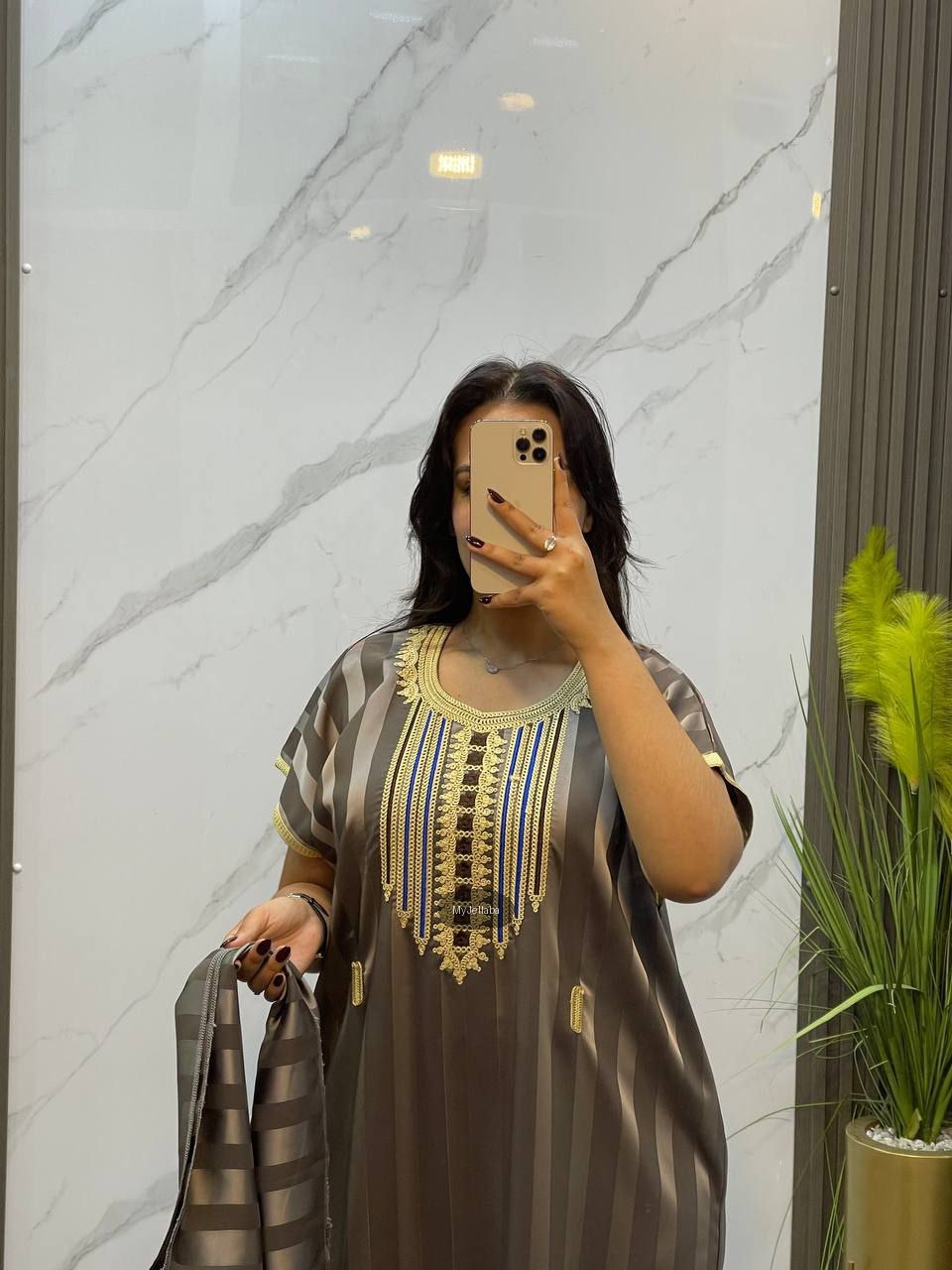 Jellaba Rayée Satinée Brodée - 3