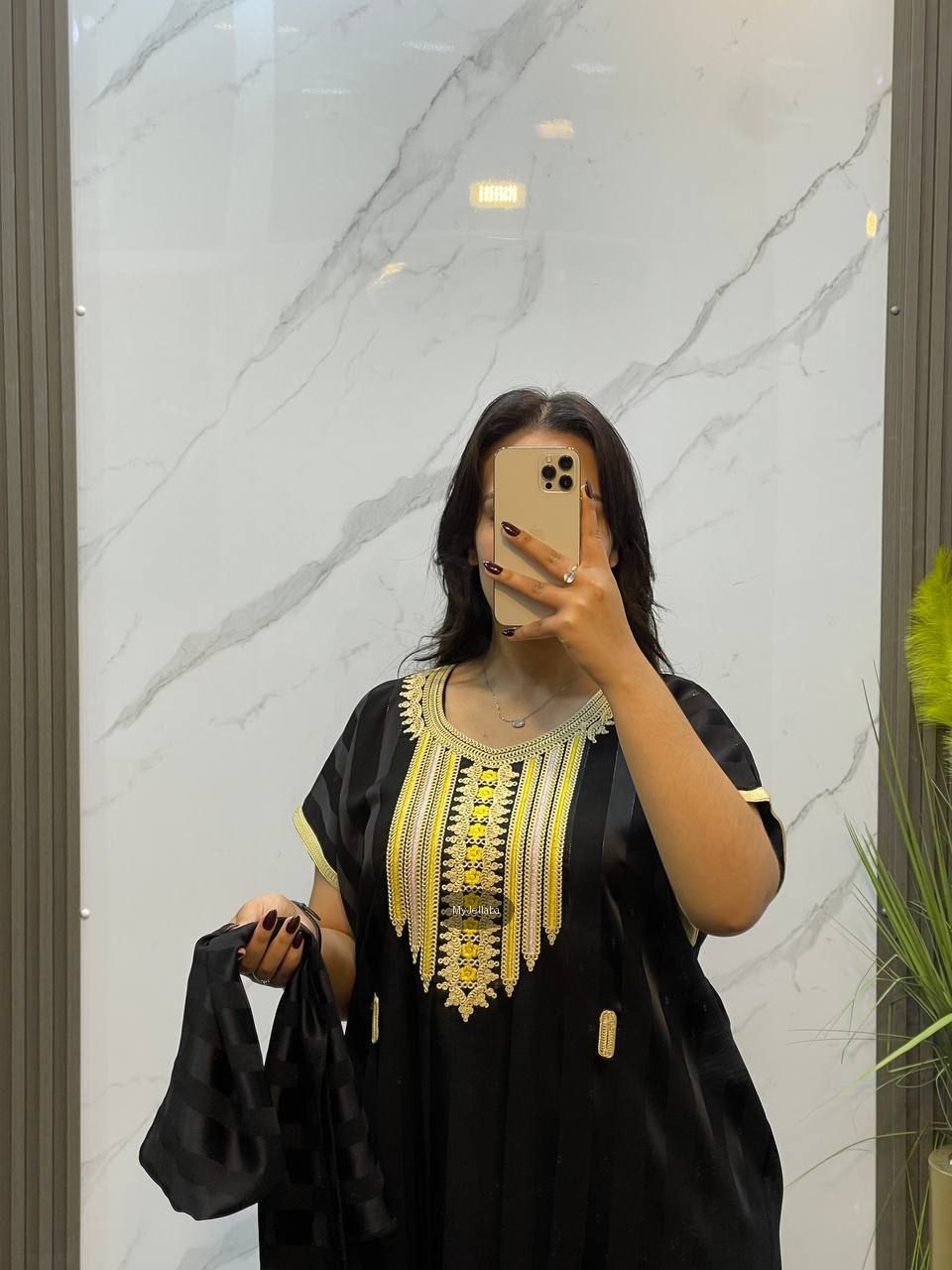 Jellaba Rayée Noire et Or - 3