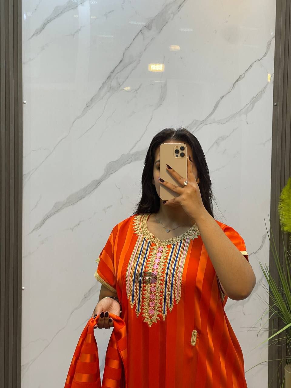 Jellaba Rayée Orange - 3