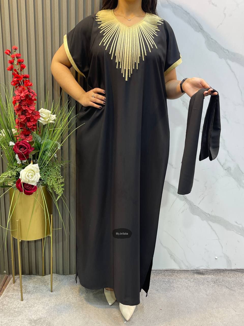 Boubou Élégant Noir et Or