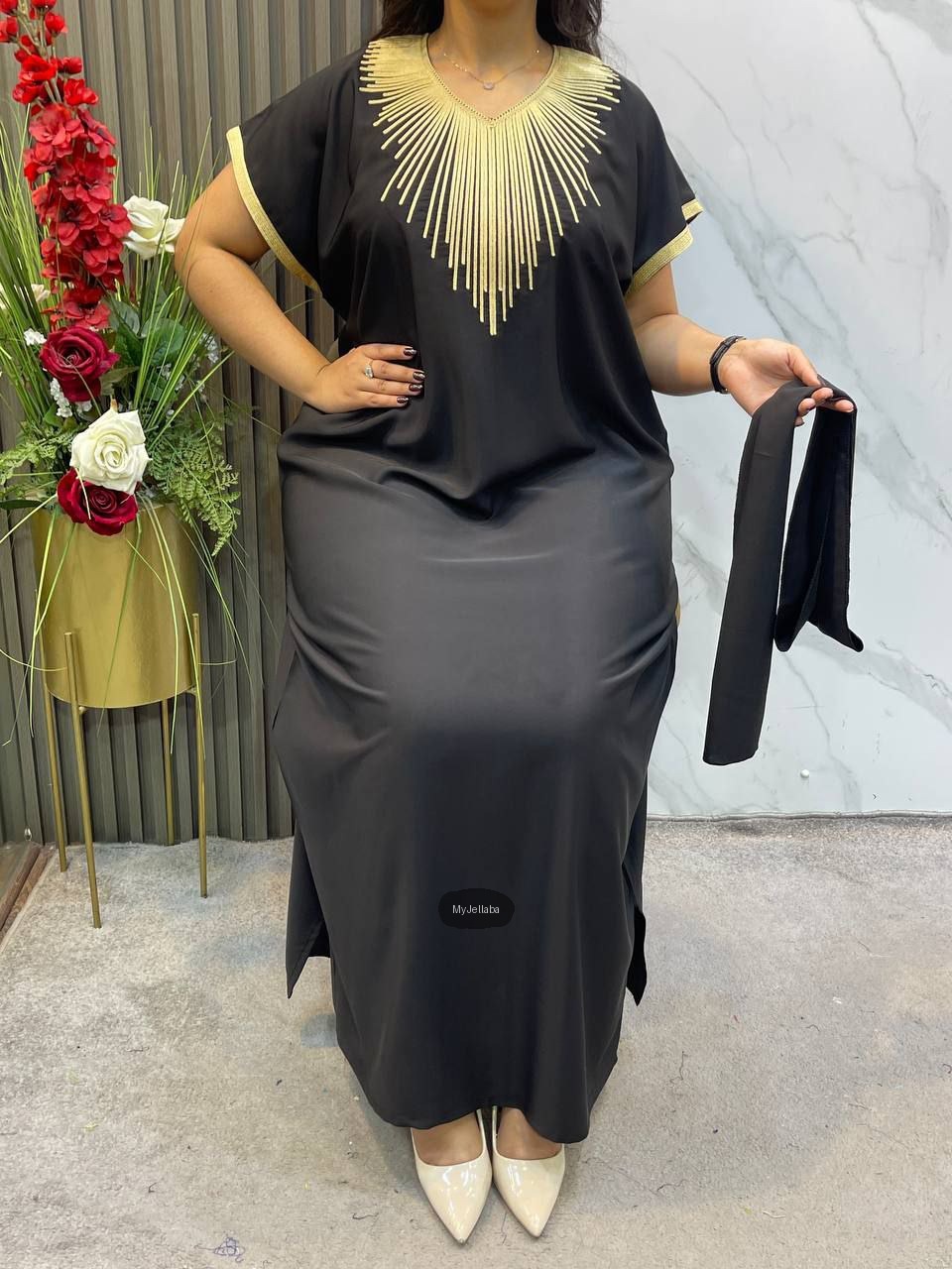 Boubou Élégant Noir et Or