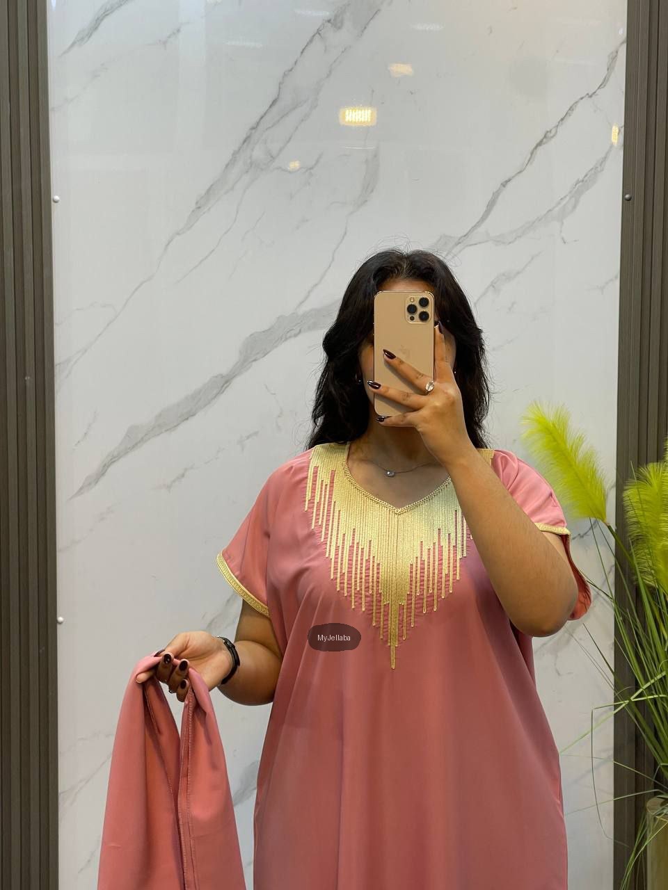 Boubou Élégant Brodée Rose Poudré - 3