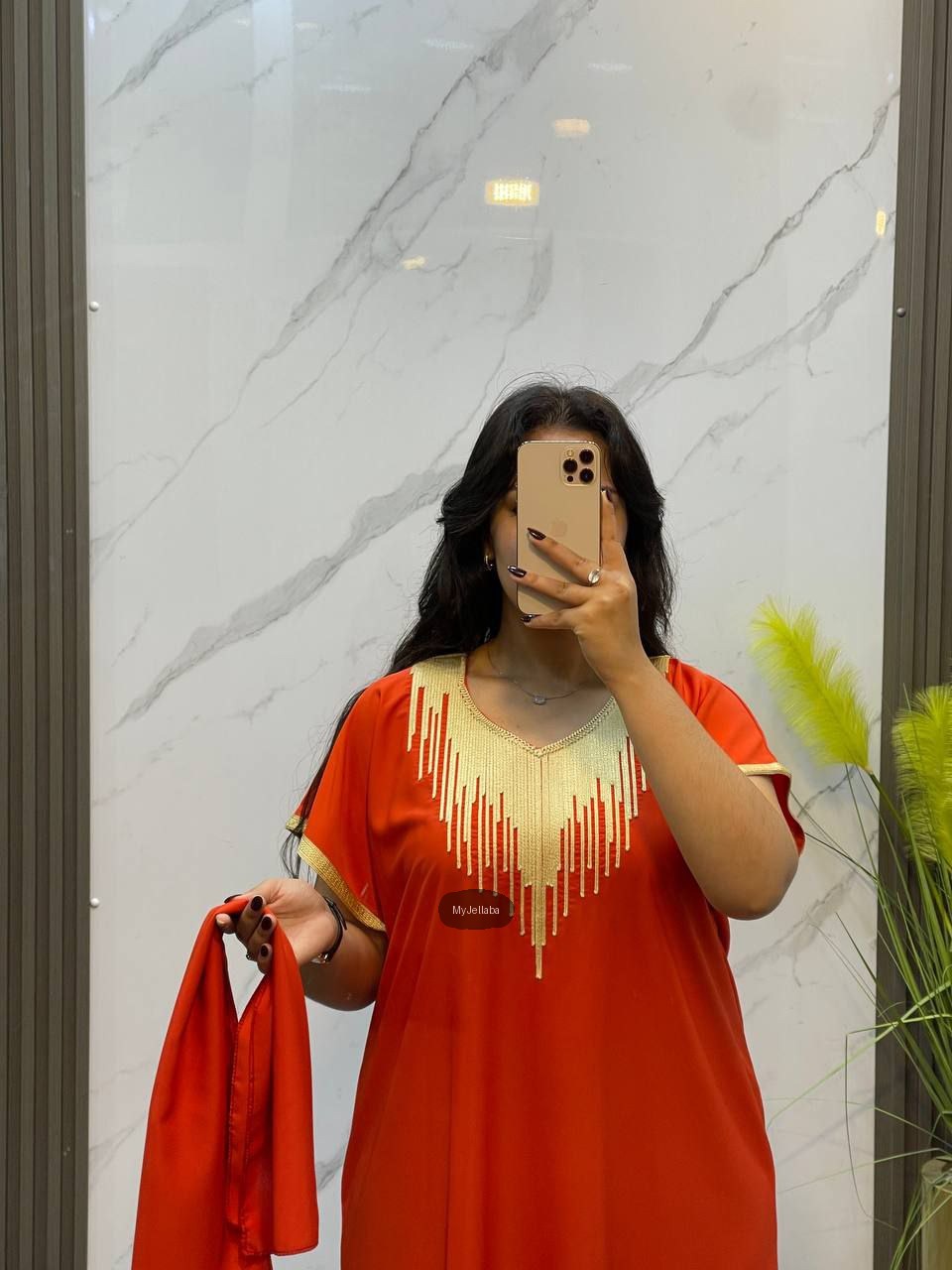 Boubou Élégant Orange et Or - 3