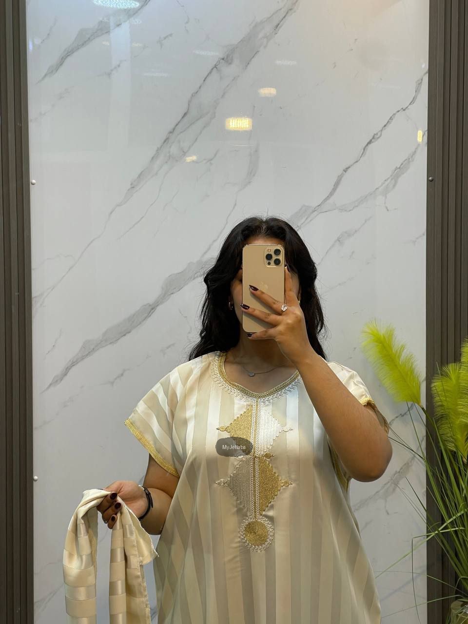 Jellaba Rayée Broderie Dorée - 3