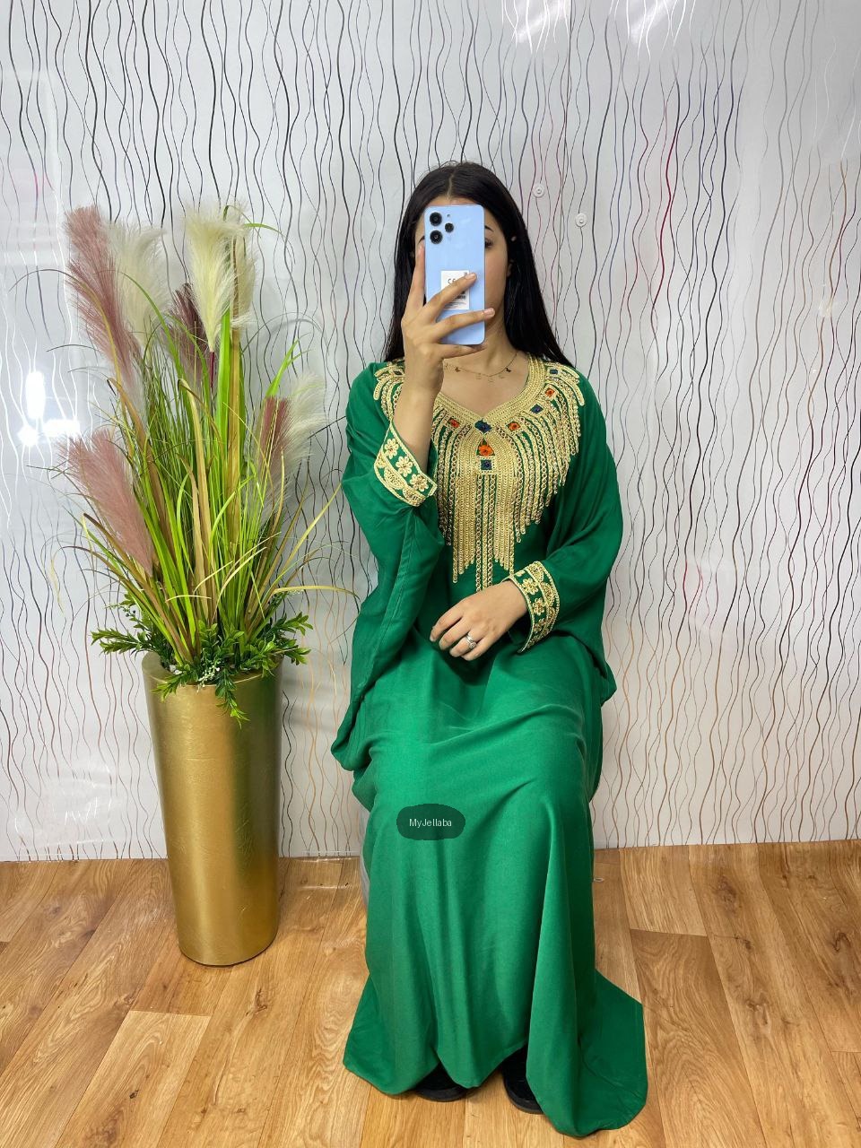 Jellaba Émeraude Broderies Dorées