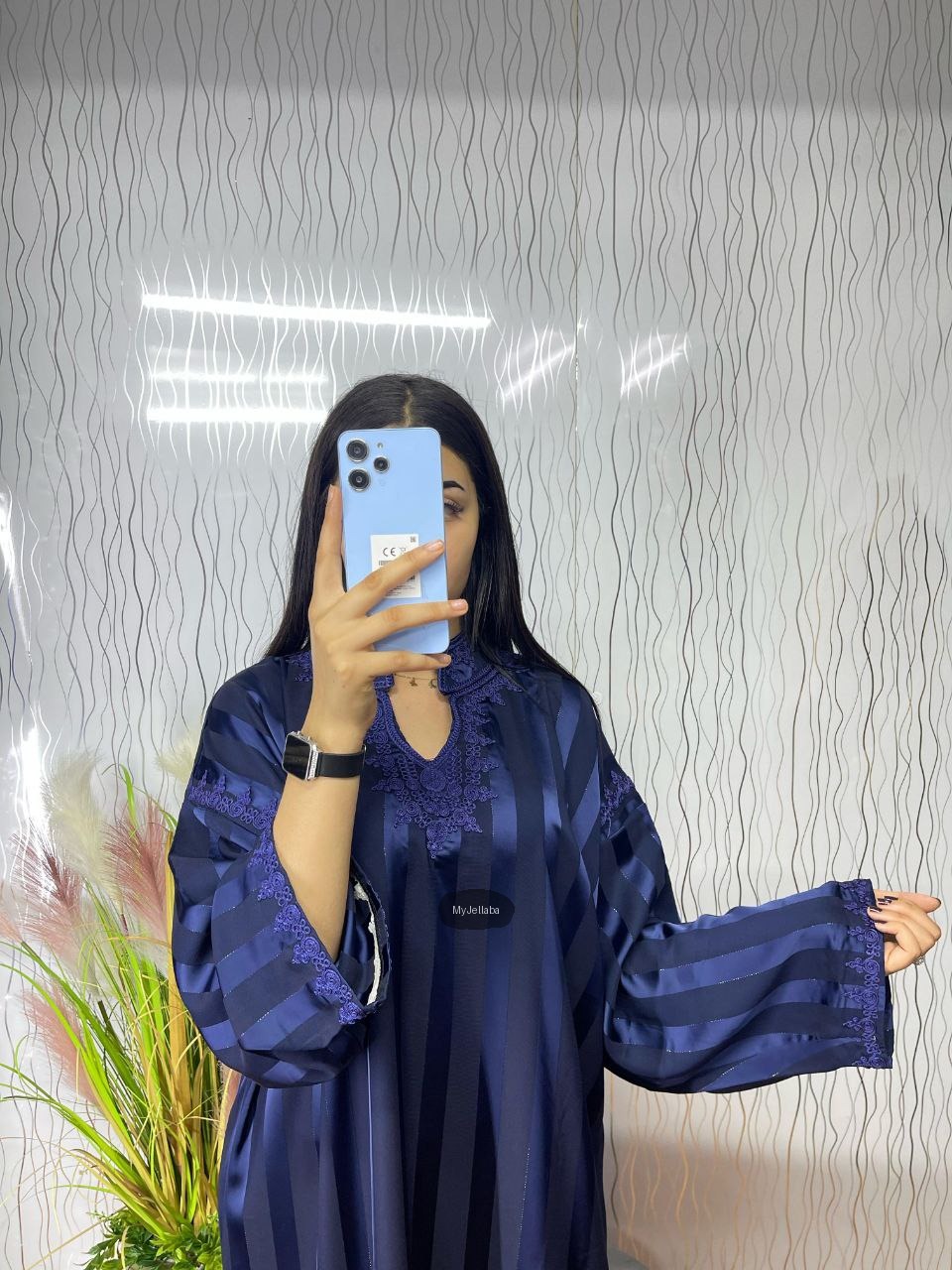 Jellaba Rayée Indigo Féminine - 3