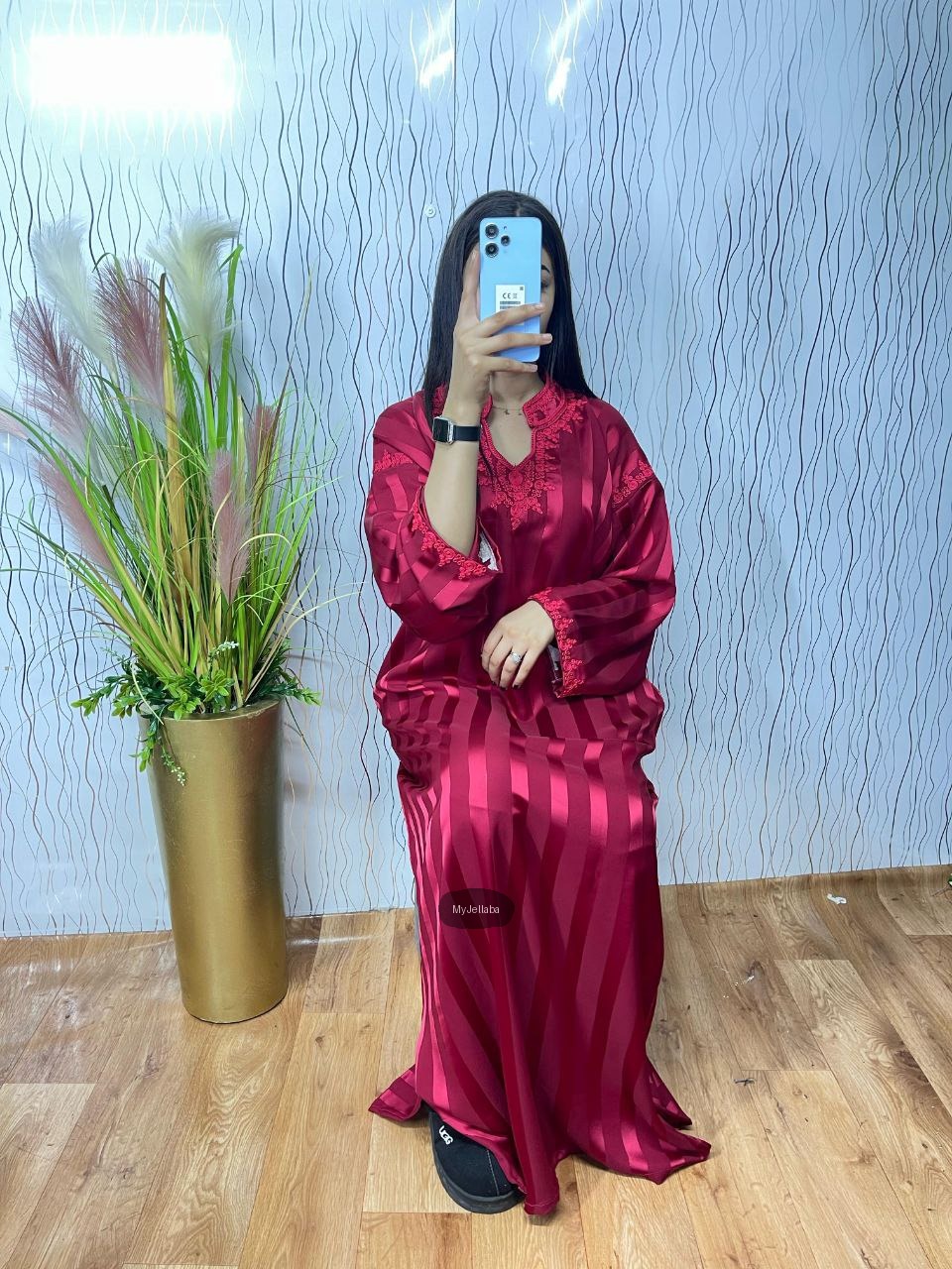 Jellaba Rayée Vert Émeraude