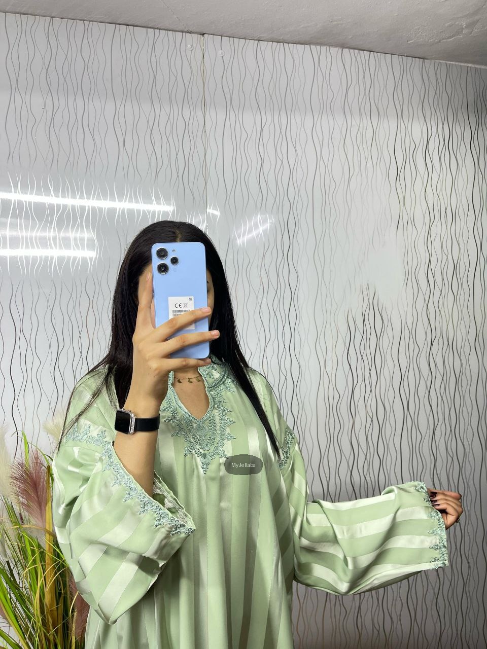 Jellaba Rayée Argentée - 9