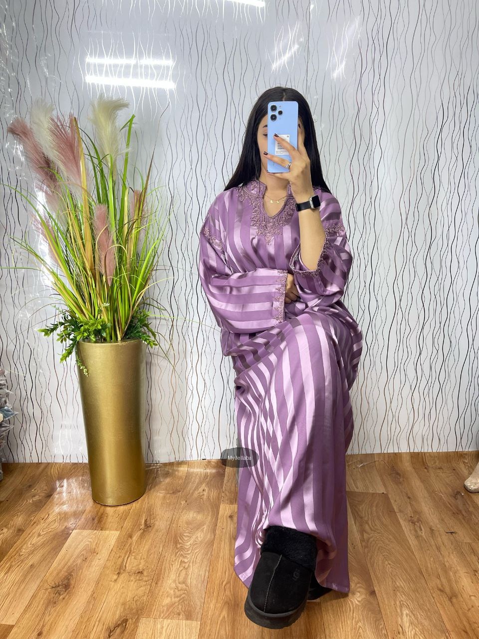 Jellaba Rayée Argentée - 3