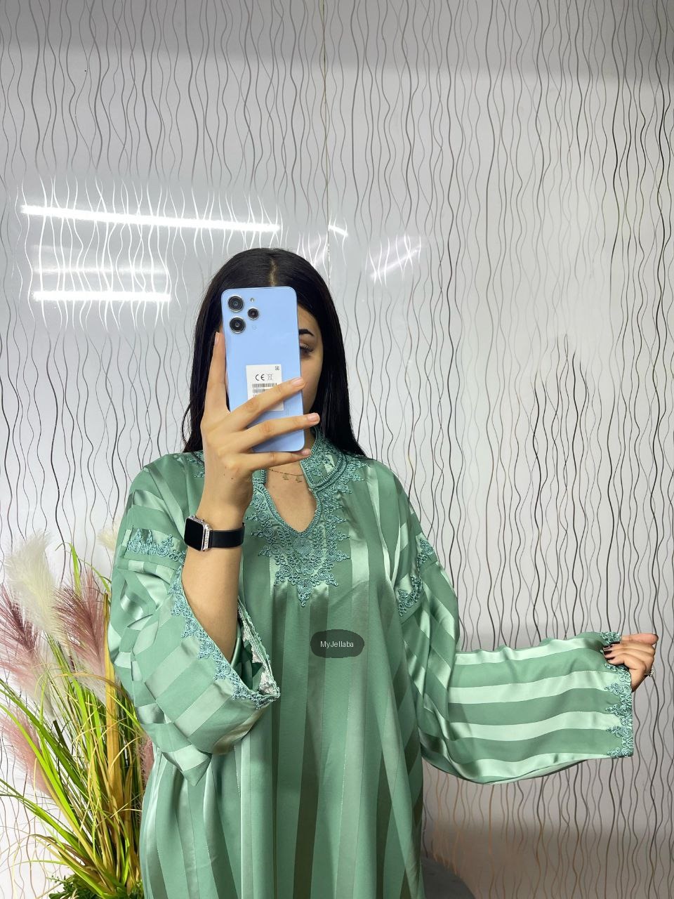 Jellaba Rayée Vert Printanier - 9