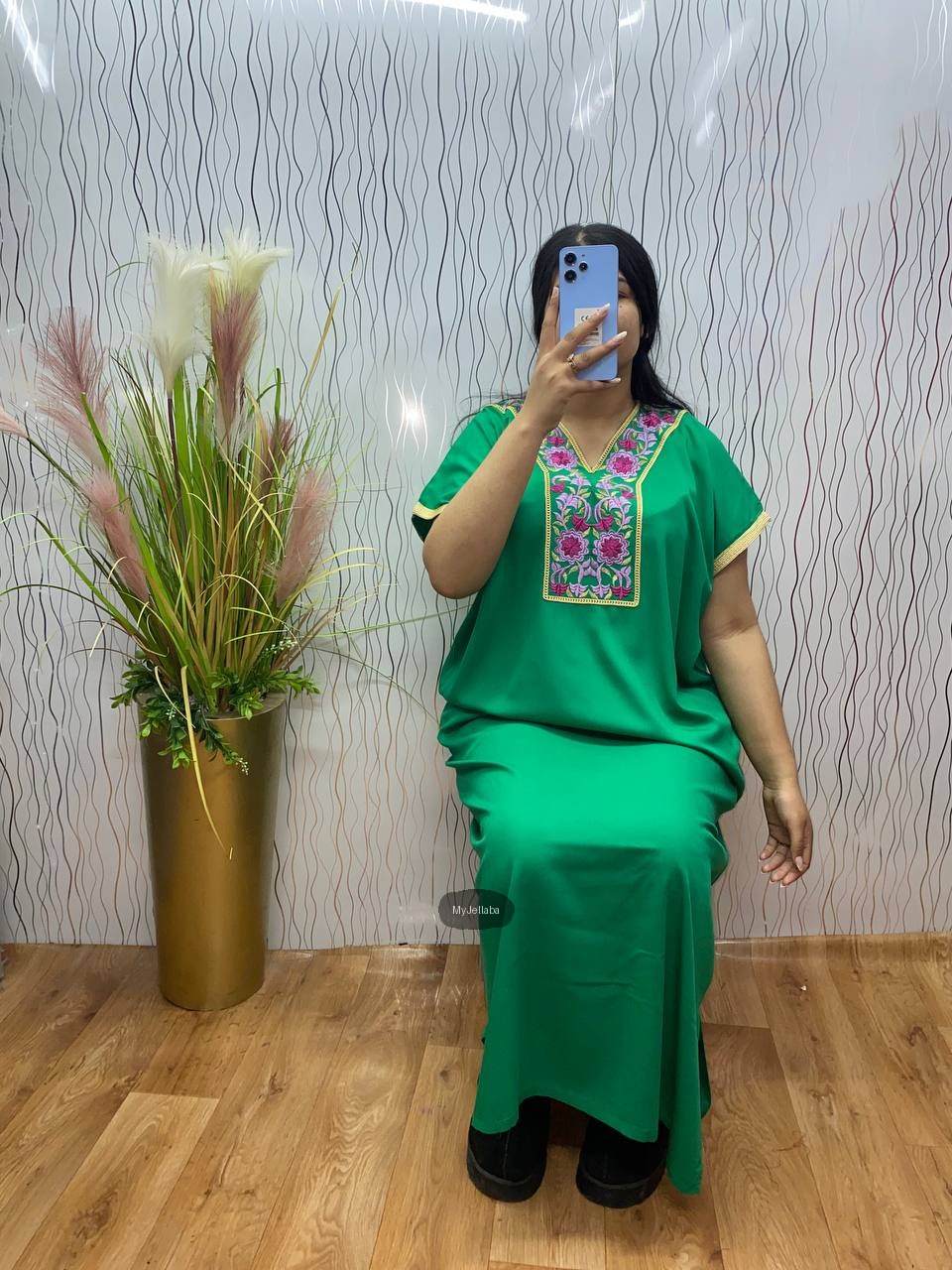 Jellaba Moderne Brodée Rouge - 5