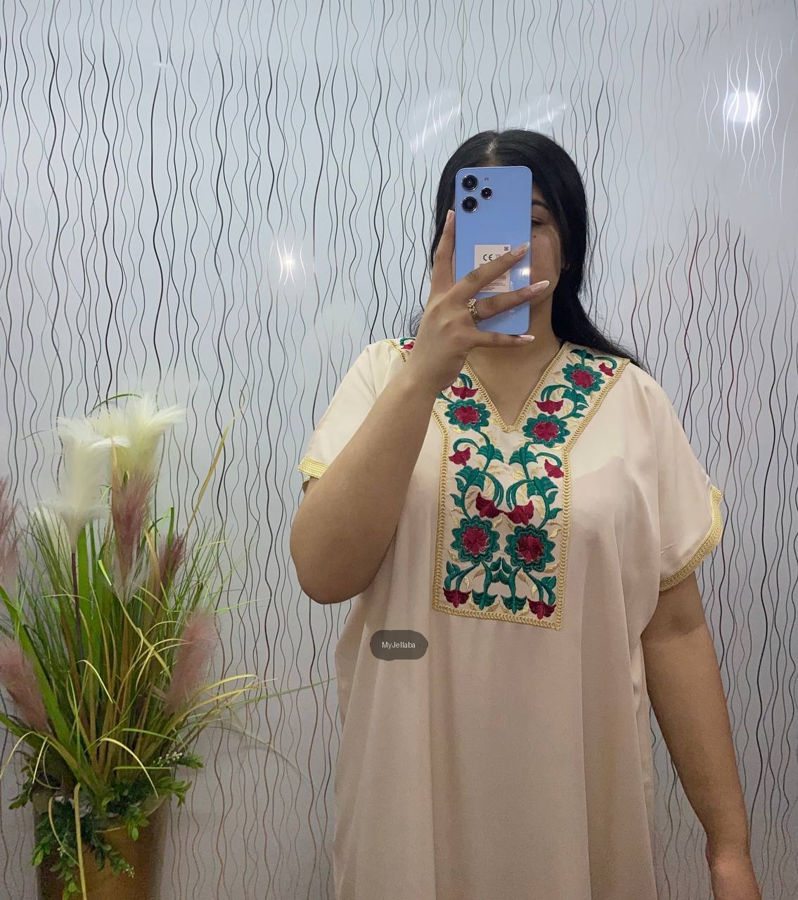 Jellaba Moderne Brodée Rouge - 4