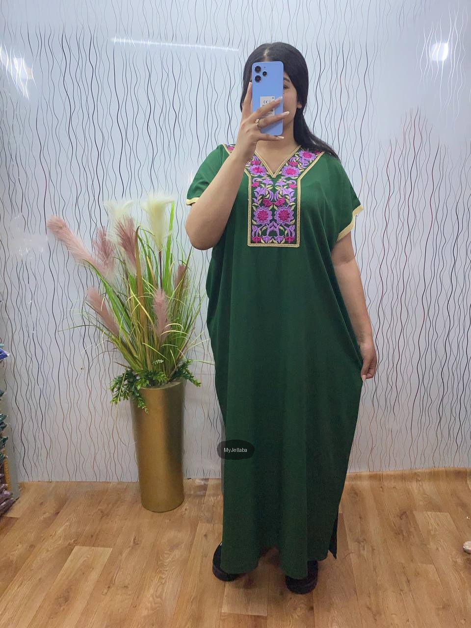Jellaba Femme Émeraude Brodée Florale - 10