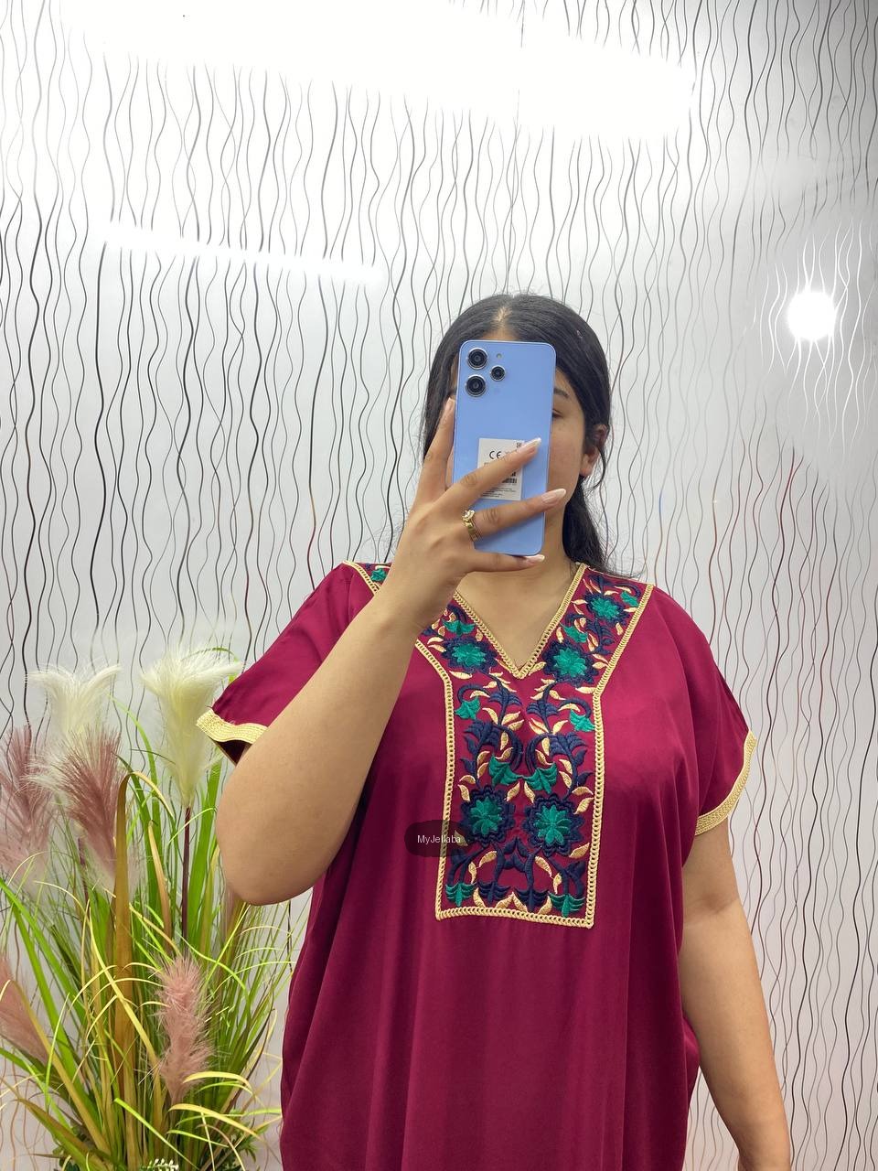 Jellaba Florale Brodée Rose - 10