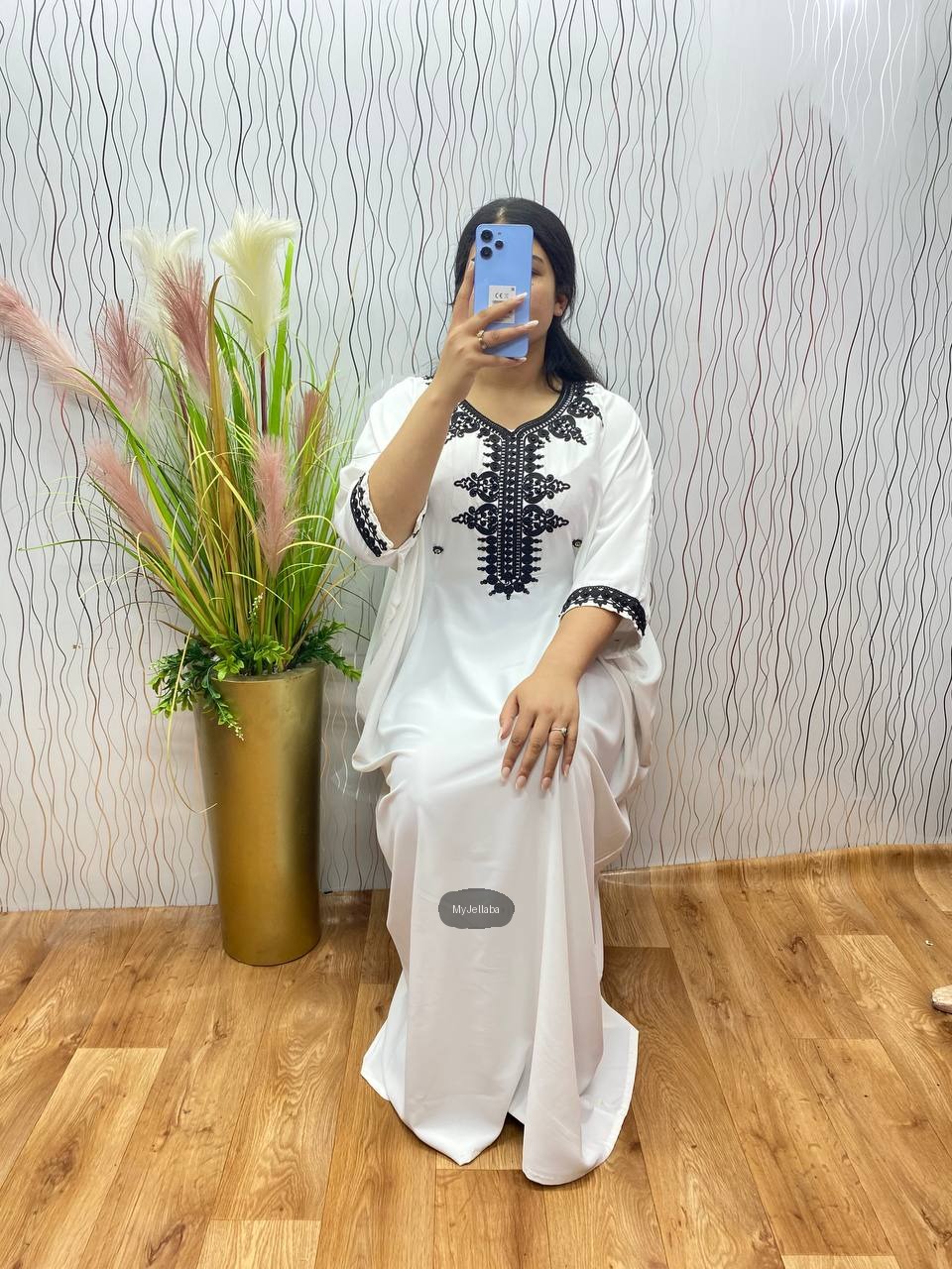 Jellaba Moderne Broderie Noire