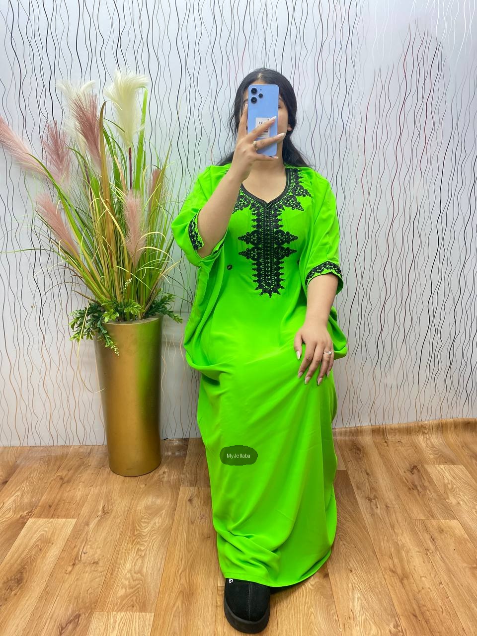 Jellaba Moderne Broderie Noire - 3