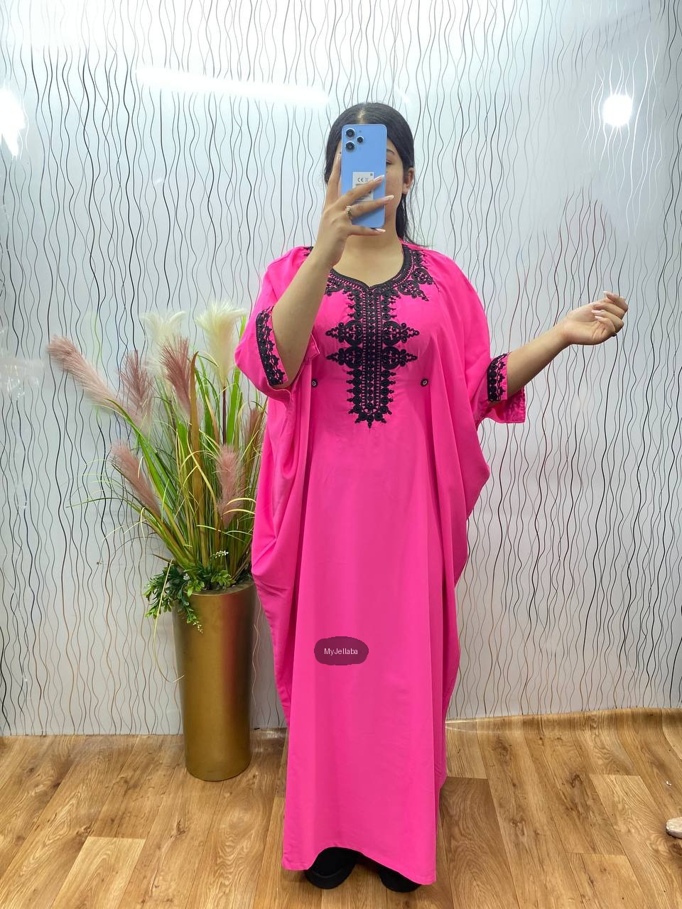Boubou Brodé Rose Vif - 7