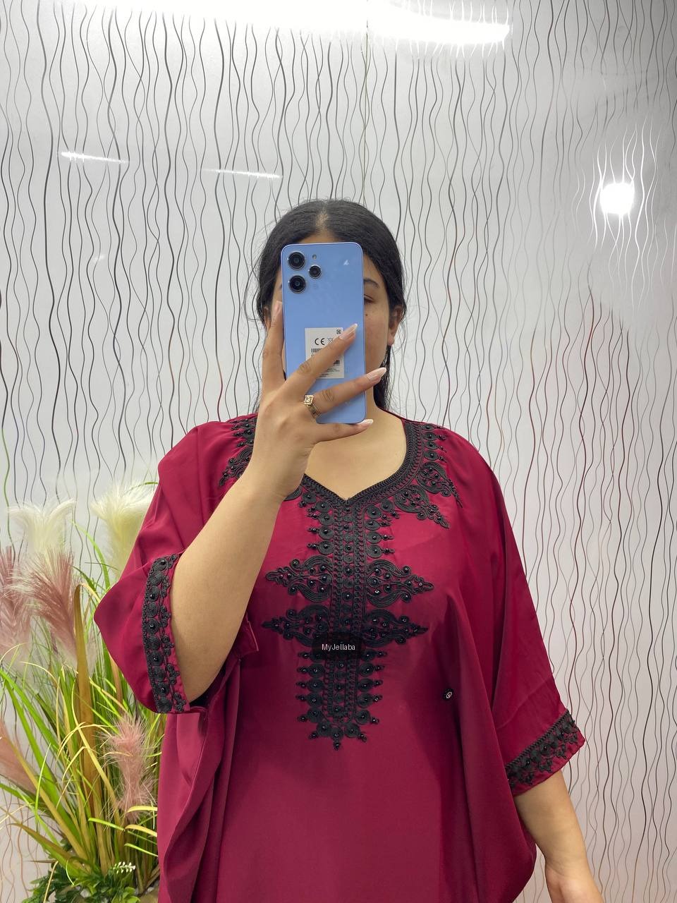 Jellaba Rouge Broderie Noire - 8