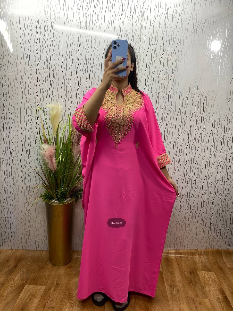 Boubou Élégant Vert Pomme Brodée Or - 5