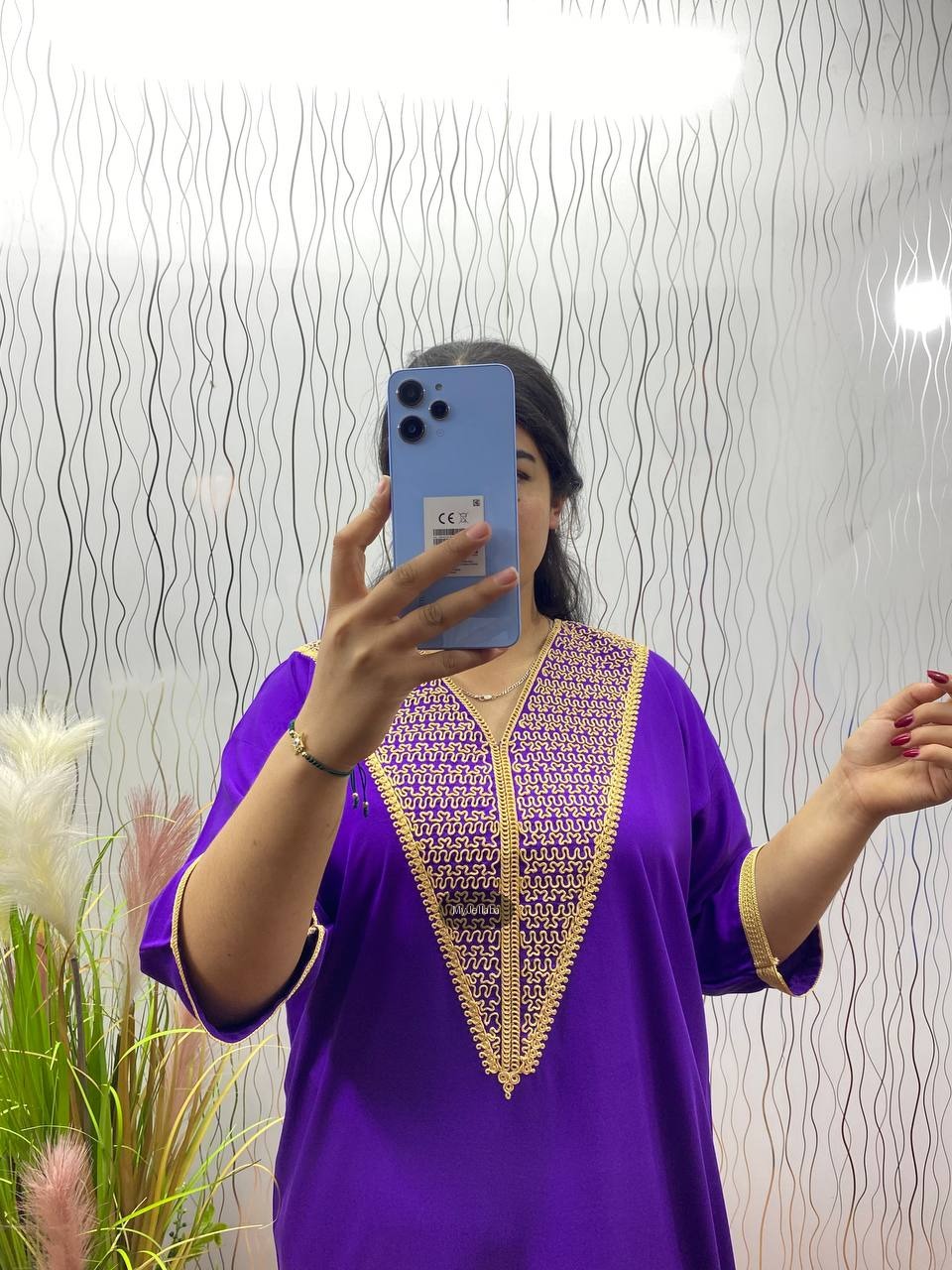 Jellaba Traditionnelle Violette et Or - 8