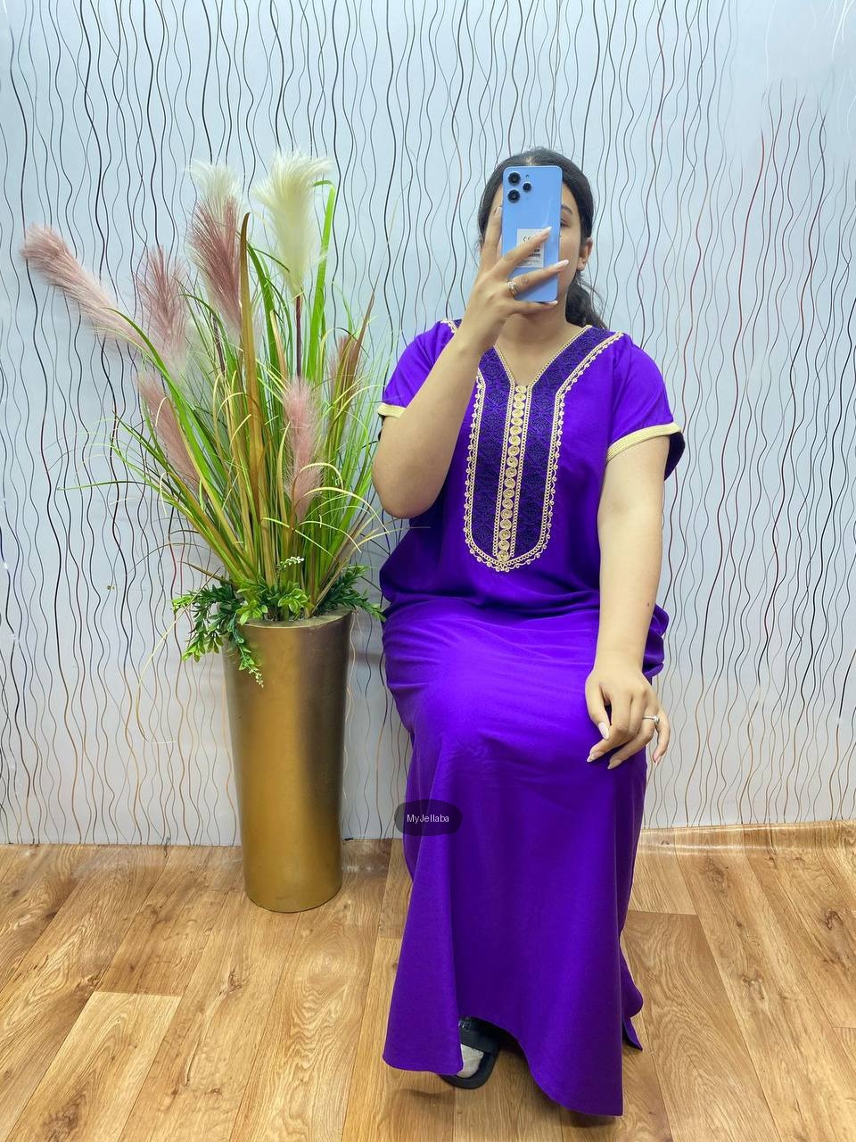 Jellaba Violette Brodée Or