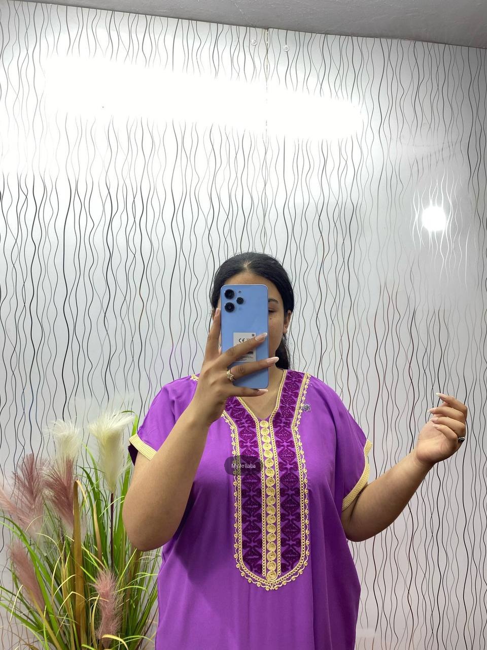 Jellaba Violette Brodée Or - 7