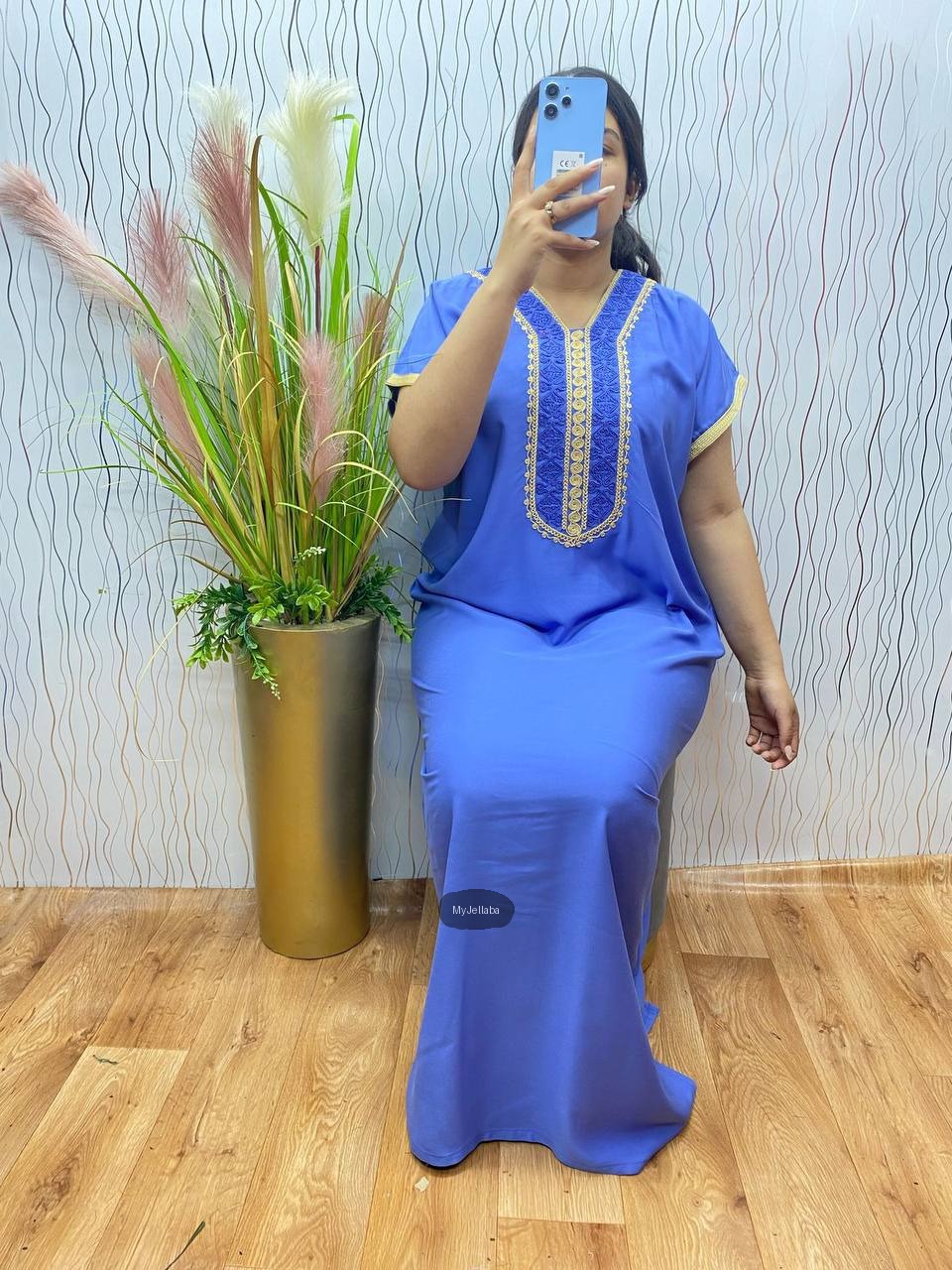 Jellaba Bleu Royale Brodée