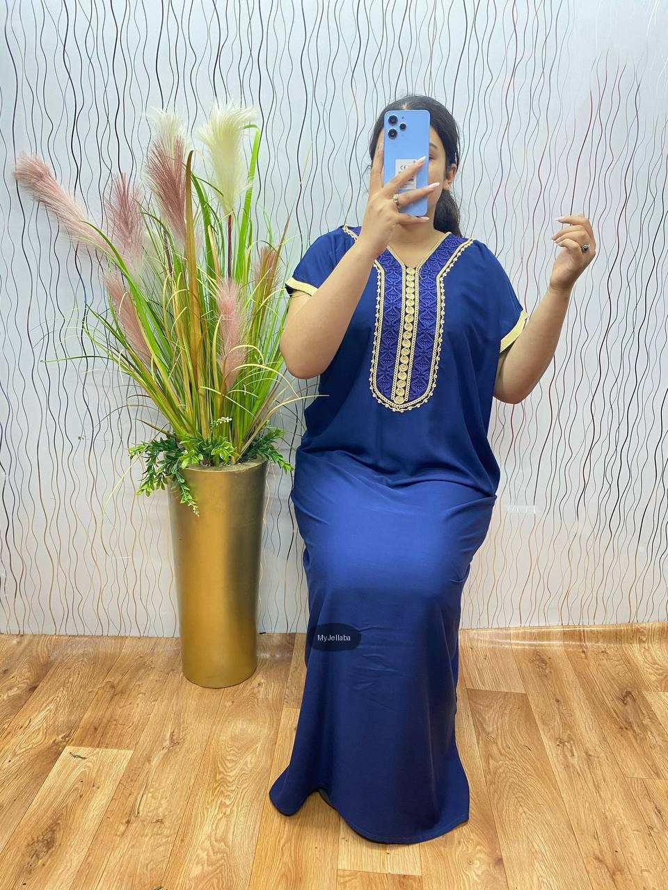 Jellaba Bleu Royale Brodée