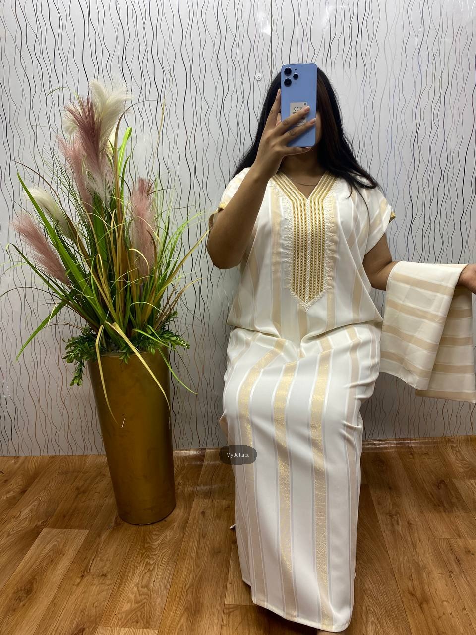 Jellaba Longue Rayée Or