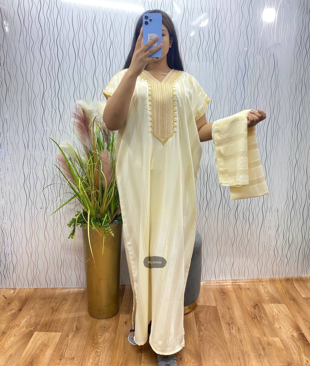 Jellaba Moderne Rayures Dorées