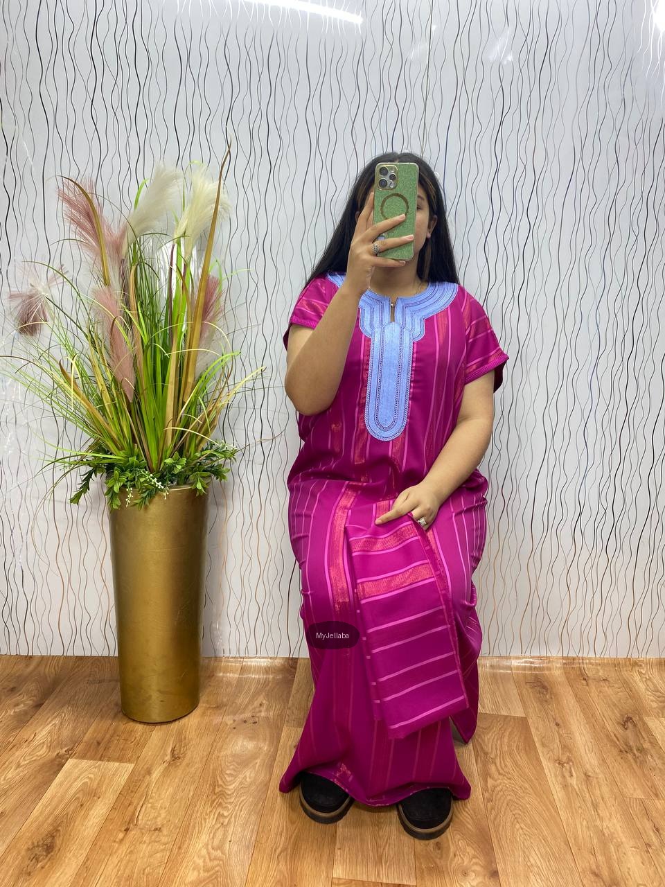 Jellaba Rayée Brodée Femme